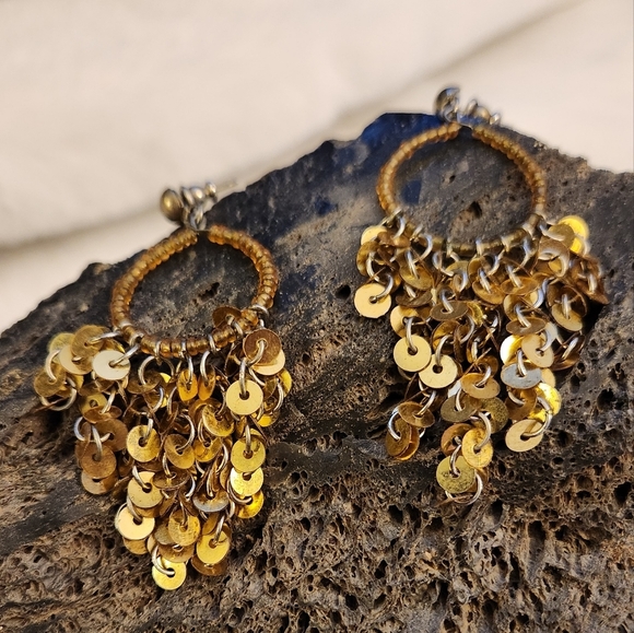 Gold Waterfall Dangle Earrings - Picture 4 of 4
